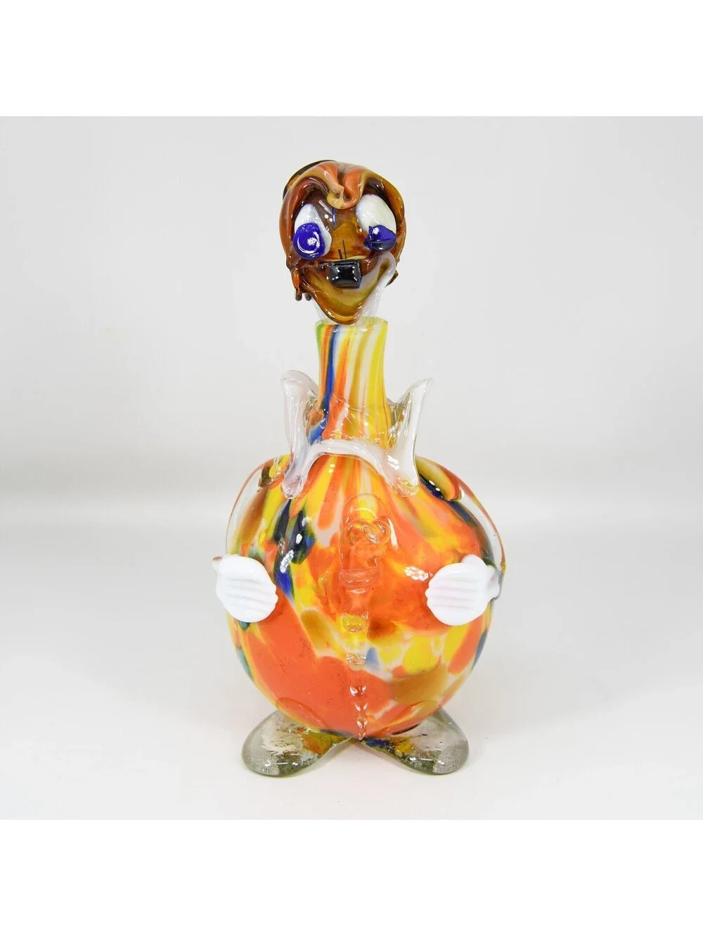 Vintage Blown Art Glass Clown Decanter Bottle Murano Style 10